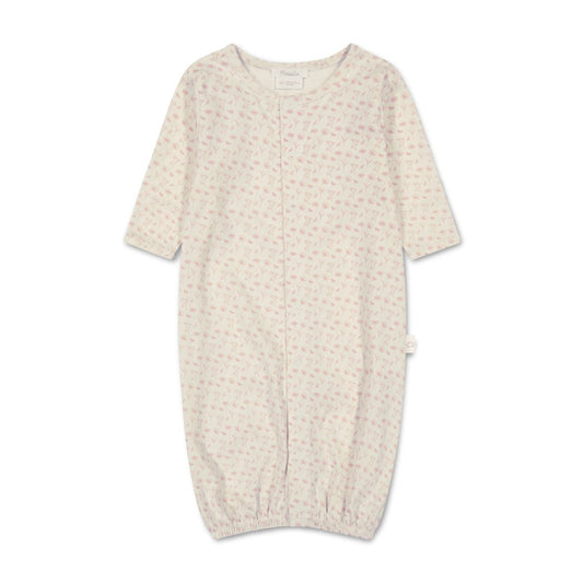 Beige baby sleeping bag with a subtle pattern on a white background