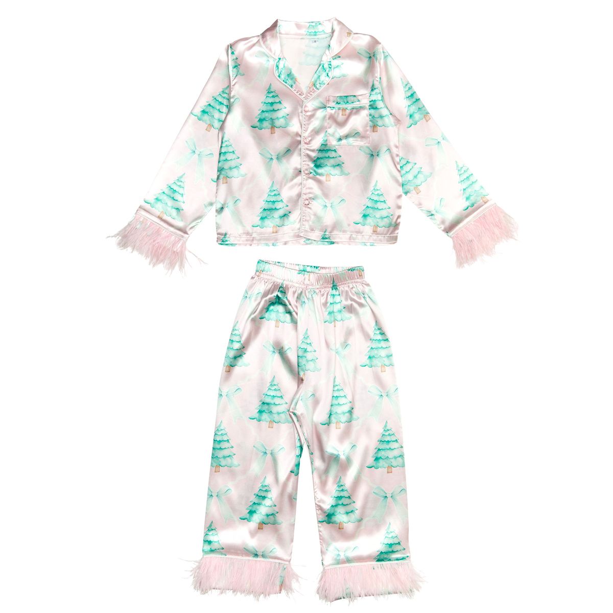 Holiday Tree Feather Silky Pajamas