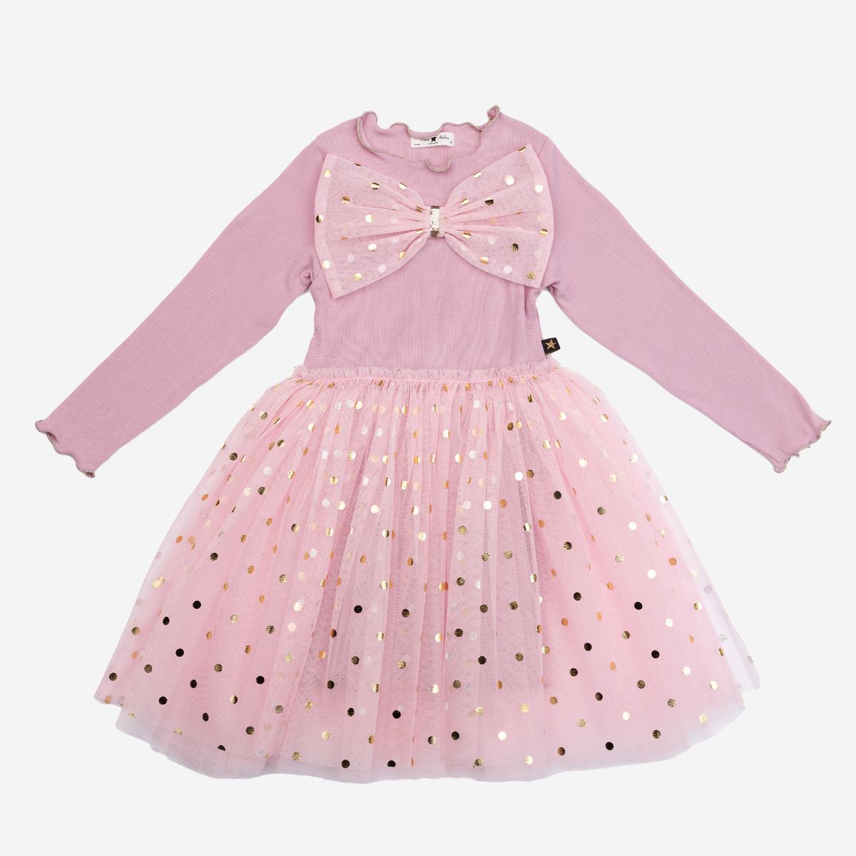Gold Dot Bow Tutu Dress