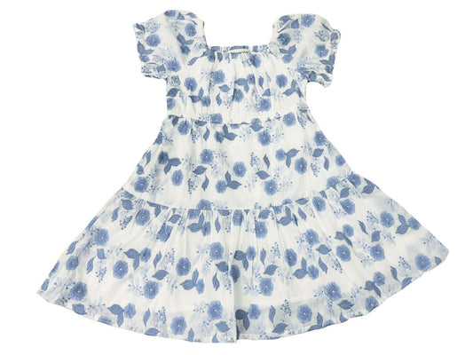 Blue Floral Embroidery Dress