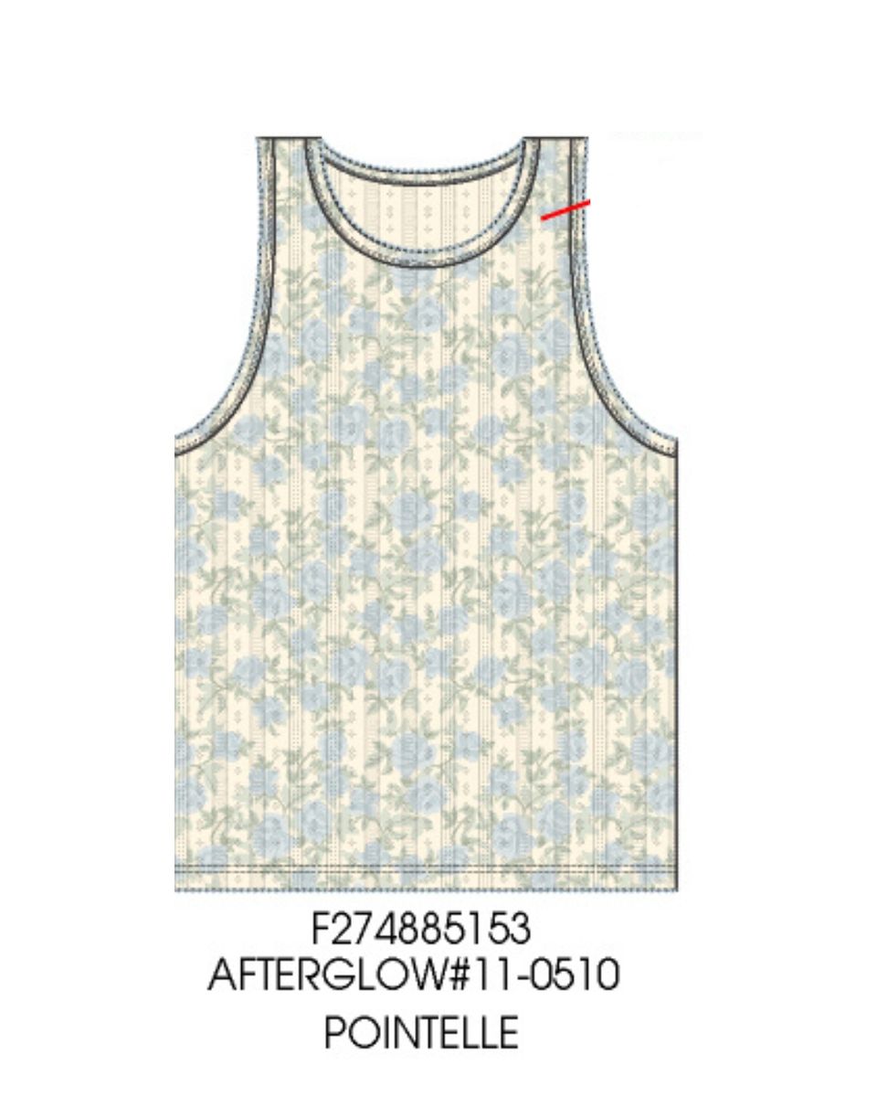 Blue Floral Pointelle Tank