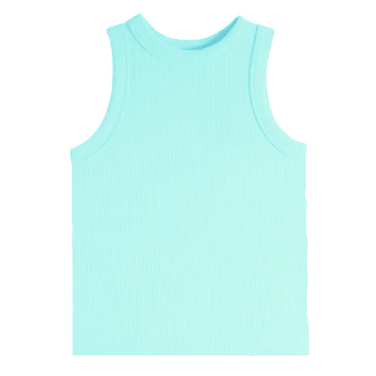 Aqua blue tank top on a white background
