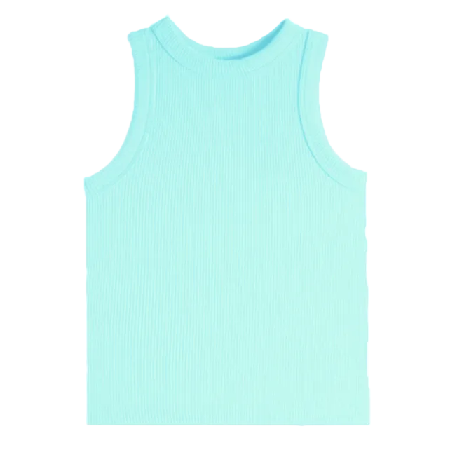 Aqua blue tank top on a white background