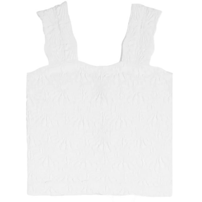 White textured tank top on a white background