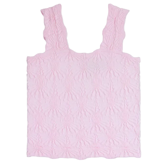 Pink textured tank top on a white background