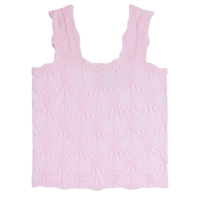 Pink textured tank top on a white background