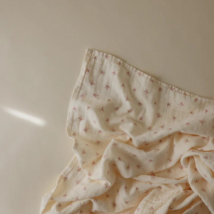 Pink Bows Organic Muslin Swaddle