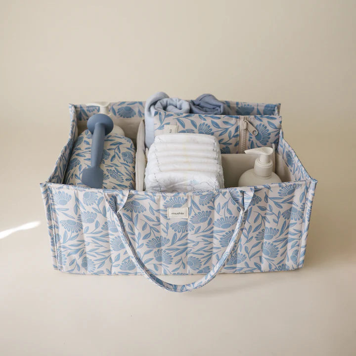 Blue Flower Diaper Caddy