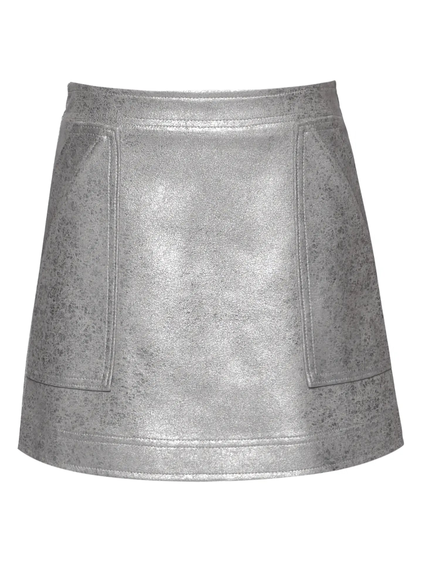 Silver Faux Leather Skirt