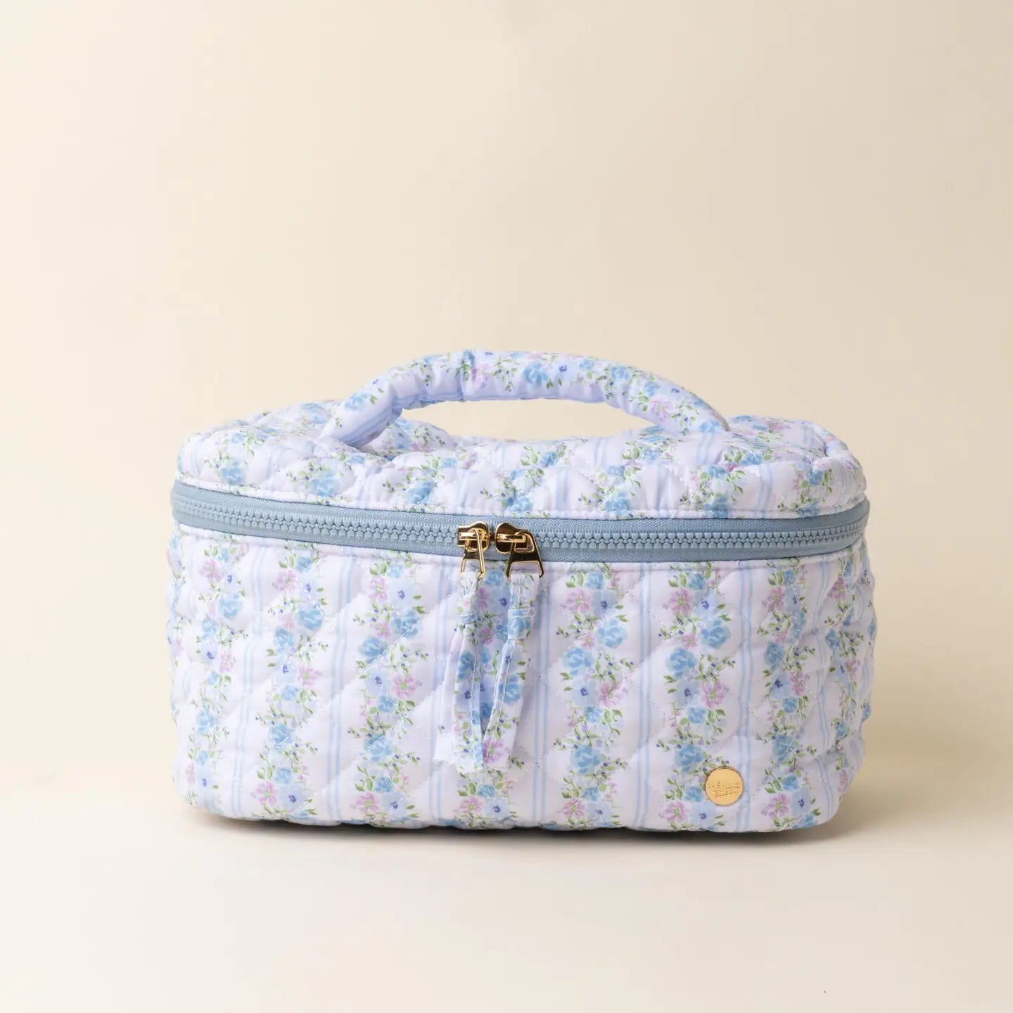 Petal Blue Quilted Cosmetic Bag