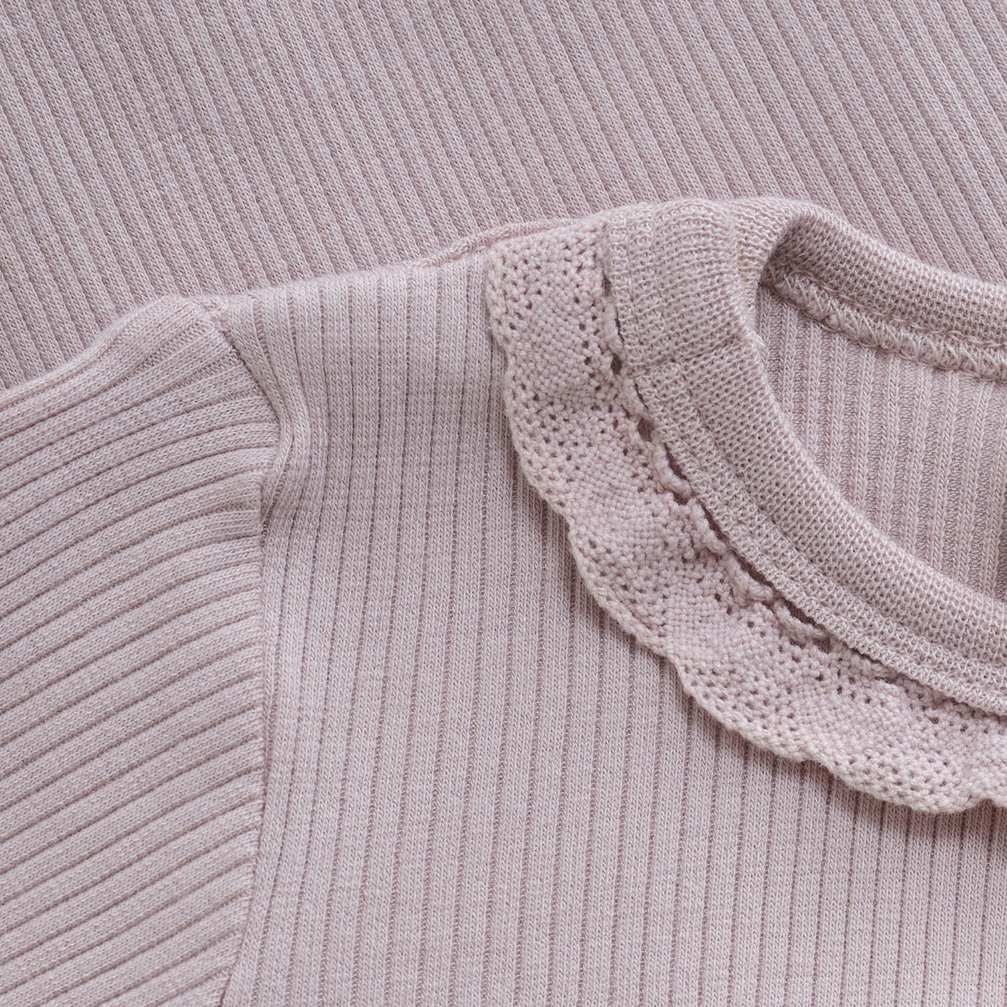 Light Mauve Rib Ruffle Onesie