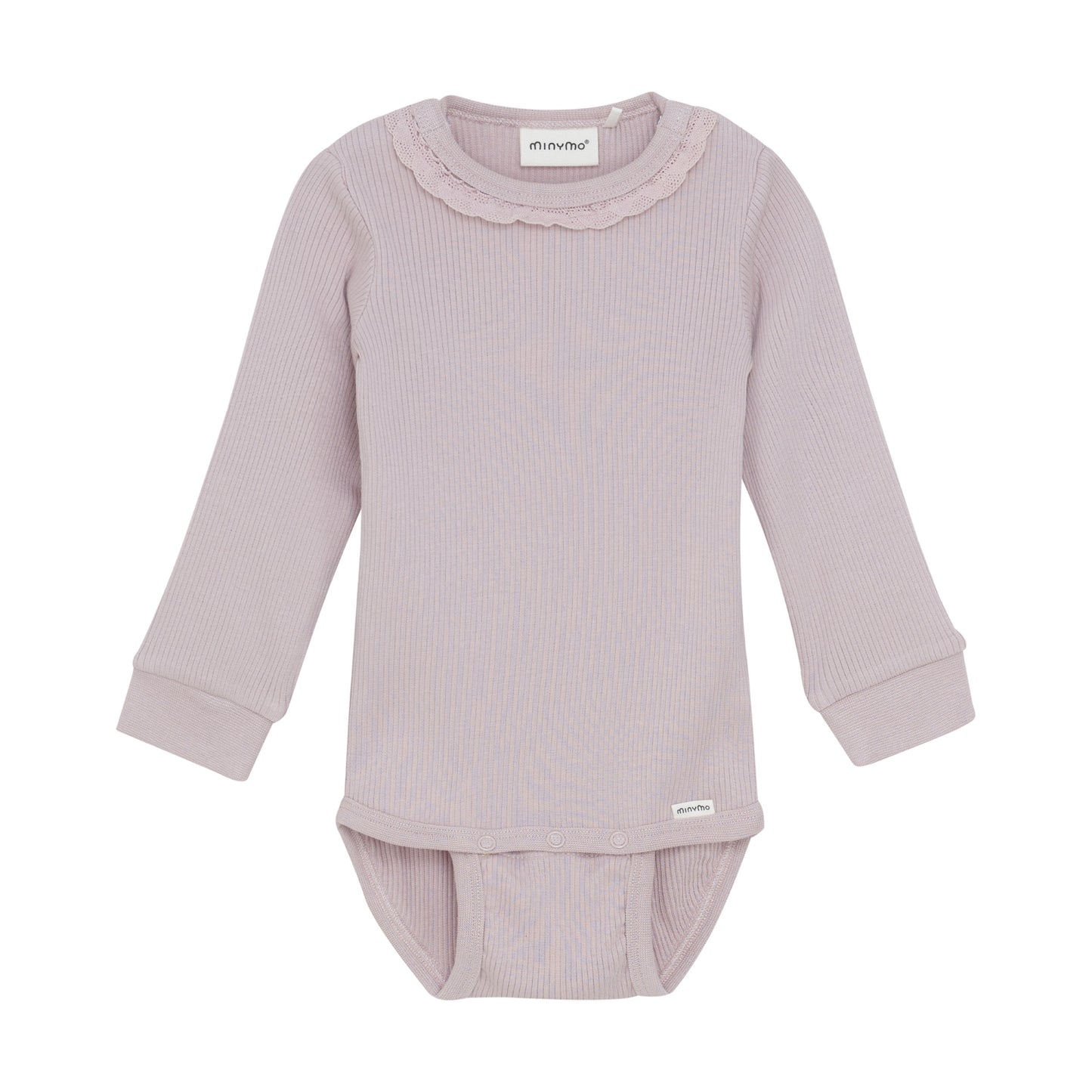 Baby outfit with long-sleeve top and bodysuit in ribbed texture on a white background