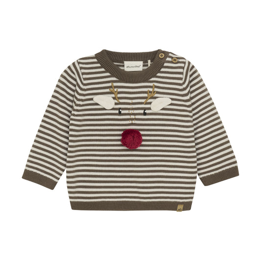 Brown Stripe Reindeer Sweater