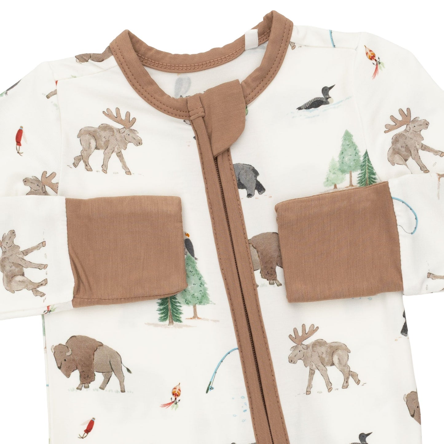 Angel Dear Northern Woodland Flip Romper fold-over cuffs and foot grip detail