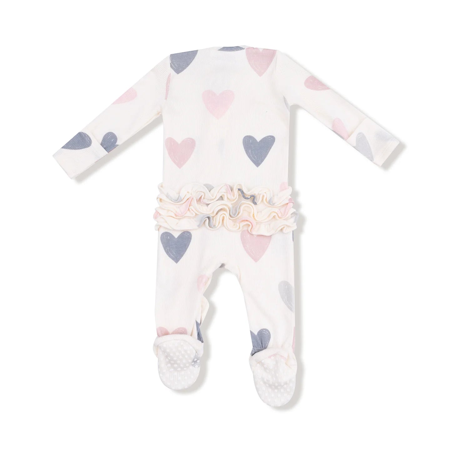 Hearts Ruffle Zip Footie