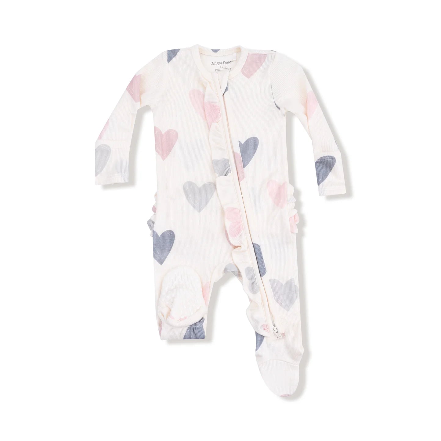 Hearts Ruffle Zip Footie
