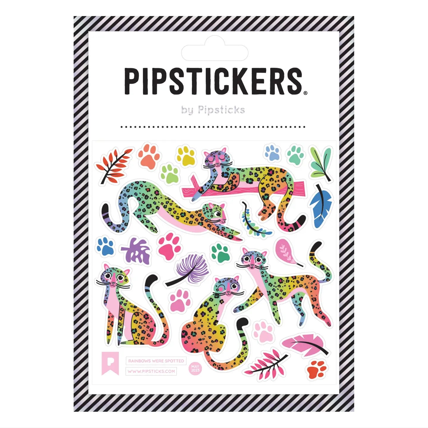 Packaging of Pipsticks stickers with colorful animal designs on a white background