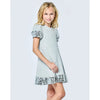 Silver Sequin Trimmed Flare Dress