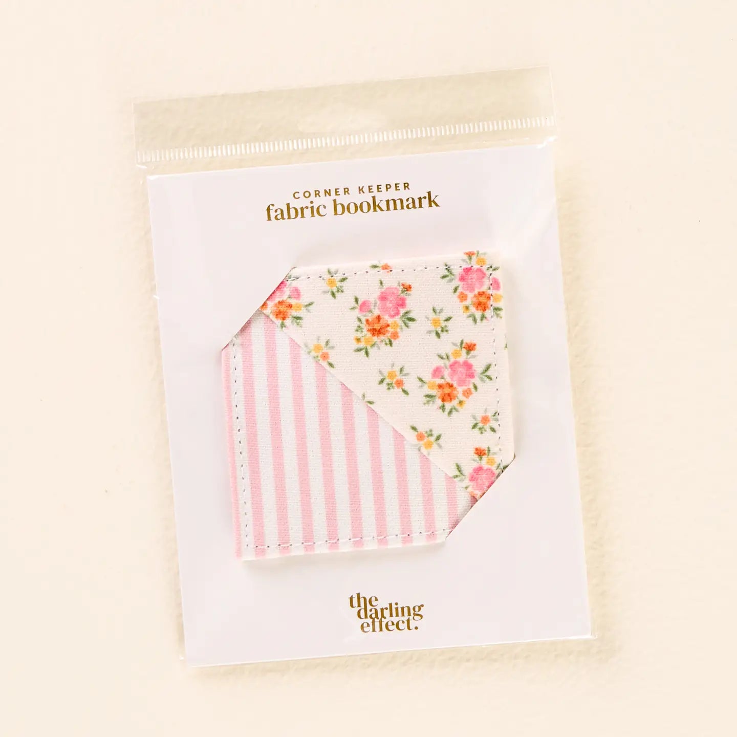Pink Stripe Floral Fabric Corner Bookmark
