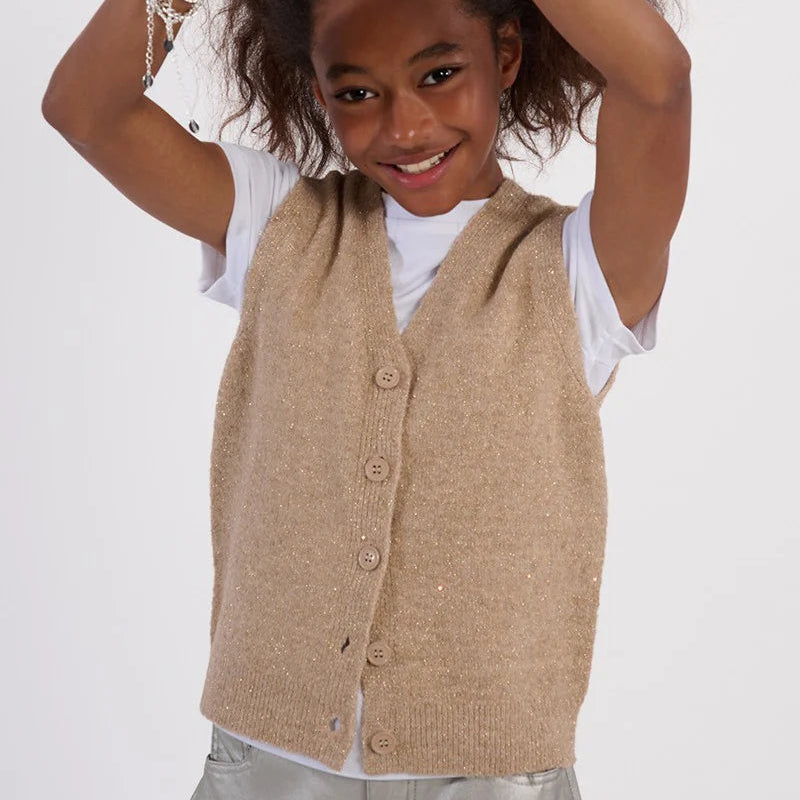 Gold Fleck Sleeveless Cardigan