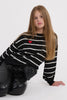 Black White Stripe Heart Sweater