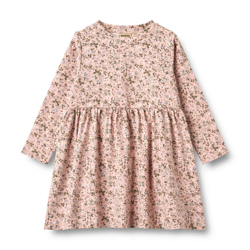 Floral dress with long sleeves on a white background