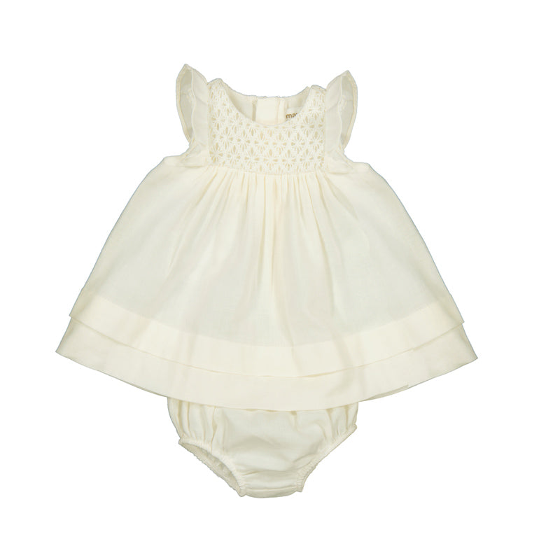 Cream Smocked Dress