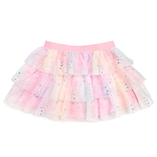 Pastel-colored tutu skirt with a white background
