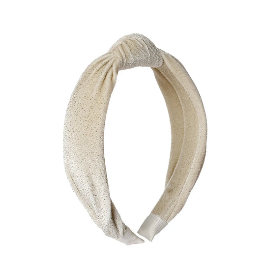 Sparkle Ivory Velvet Knotted Headband