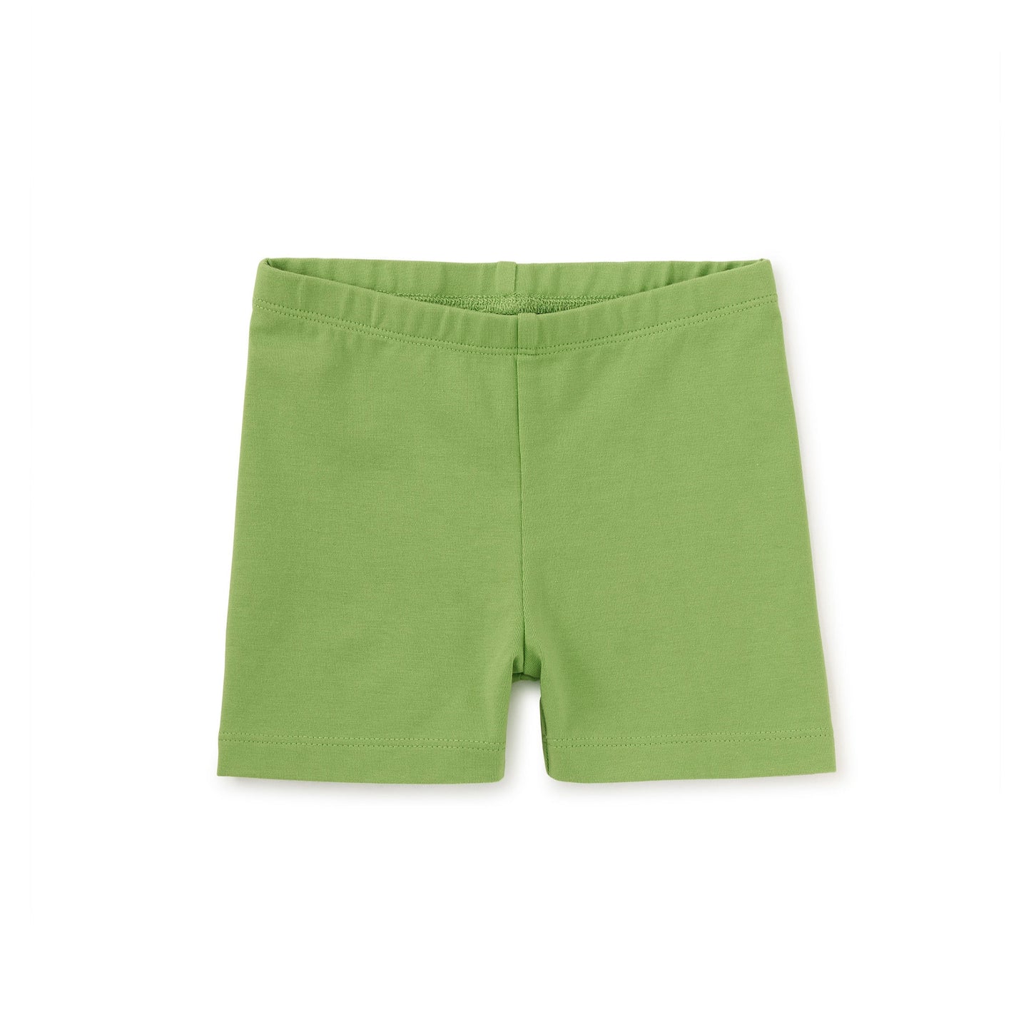 Green somersault shorts for kids, made of cotton, displayed against a white background