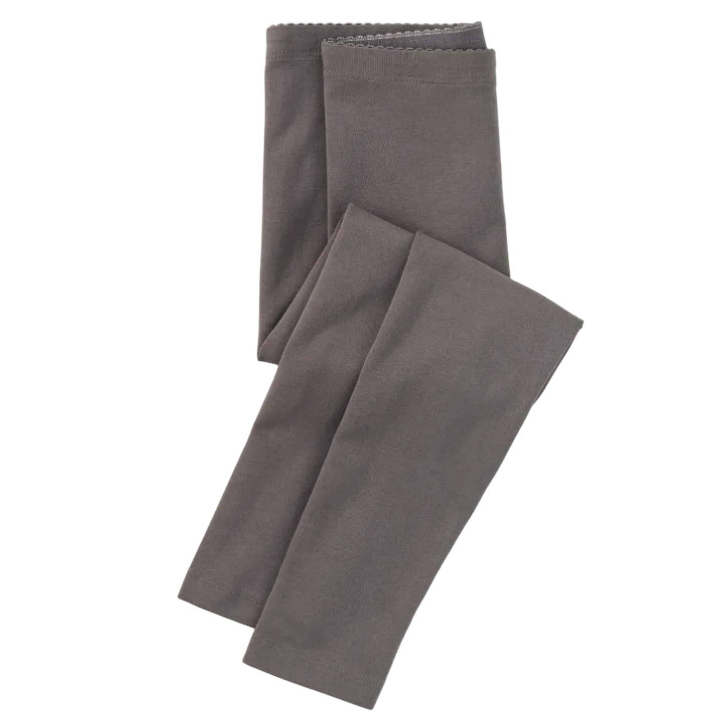 Set of gray folded leggings on a white background