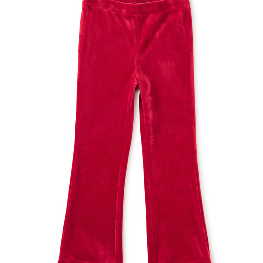 Red Velour Flare Pants