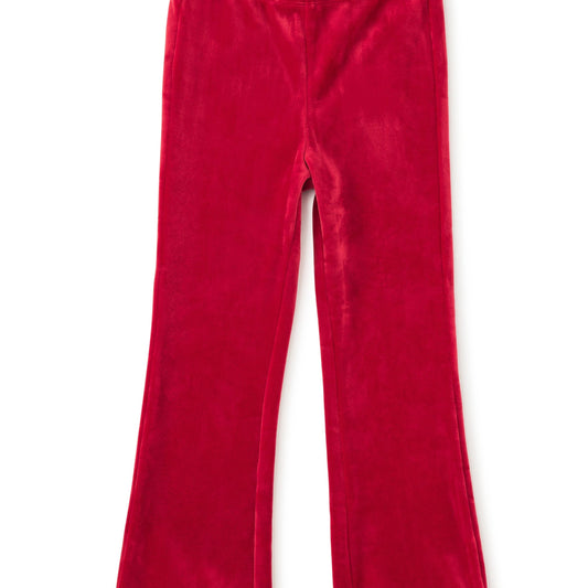 Red velvet pants on a white background