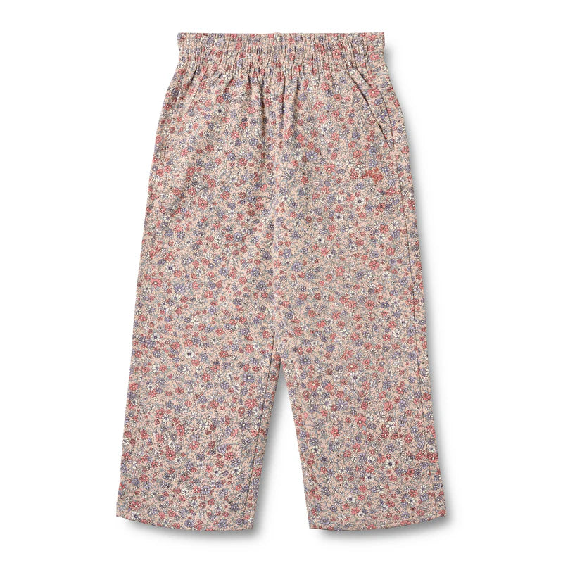 Floral-patterned pants on a white background