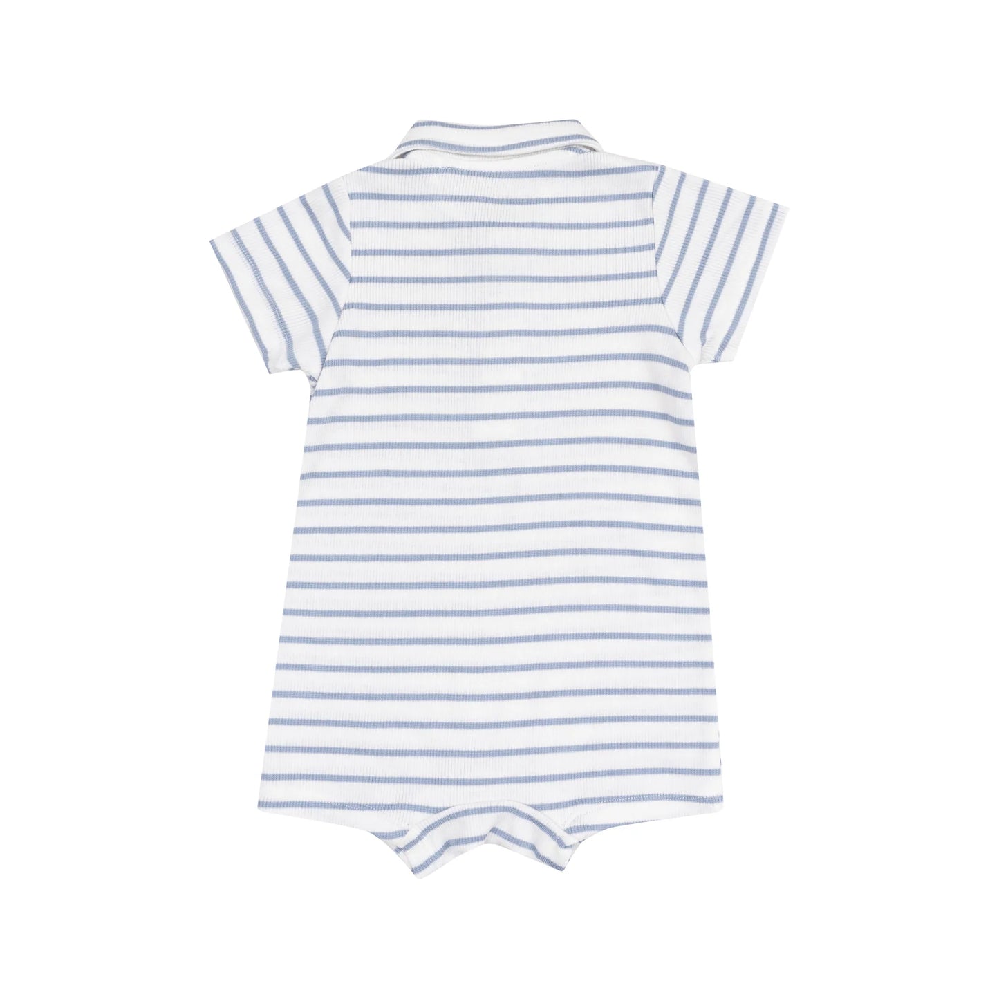 Dusty Blue Stripe Polo Romper