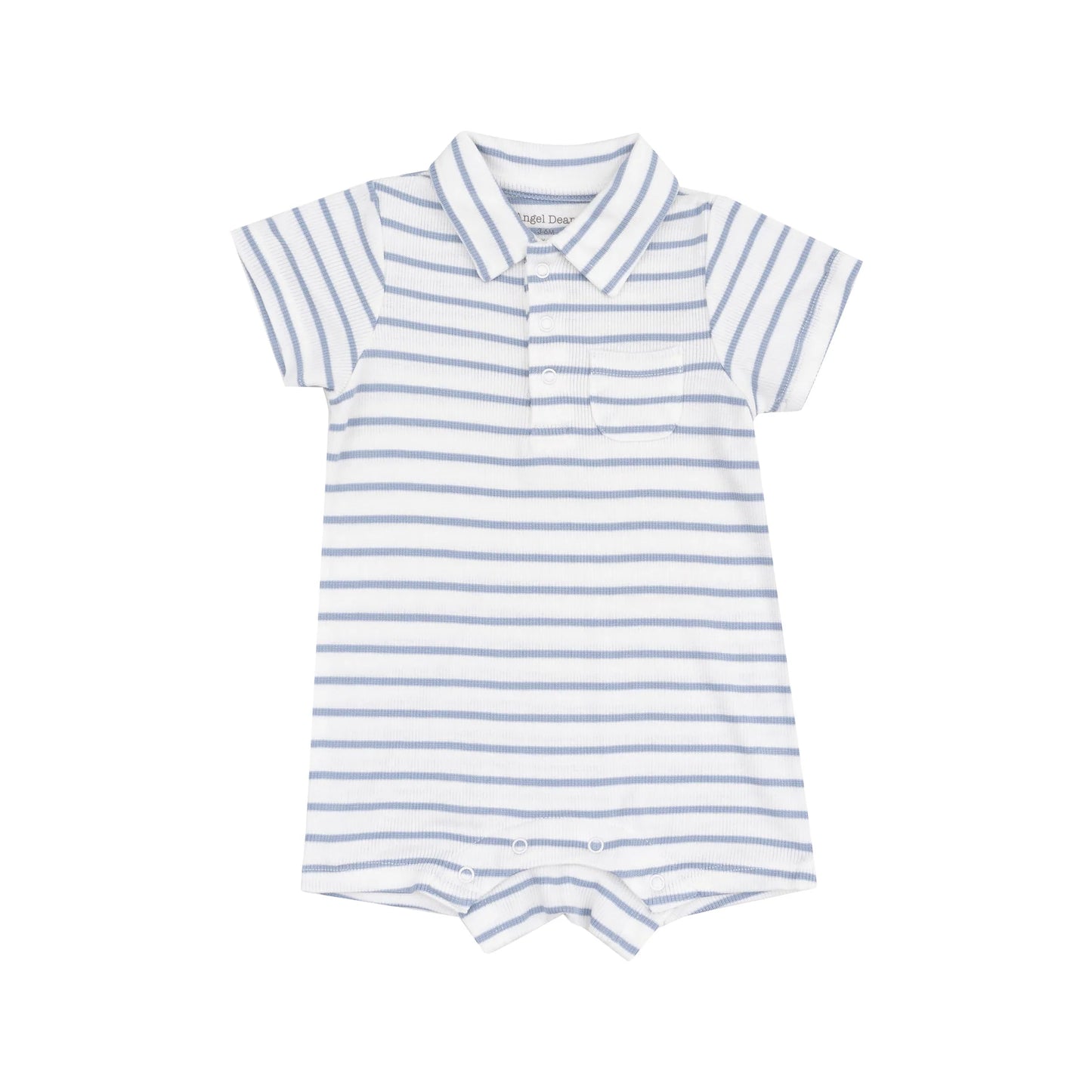 Dusty Blue Stripe Polo Romper
