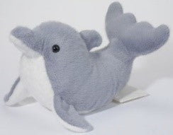 Gray plush shark toy on a white background