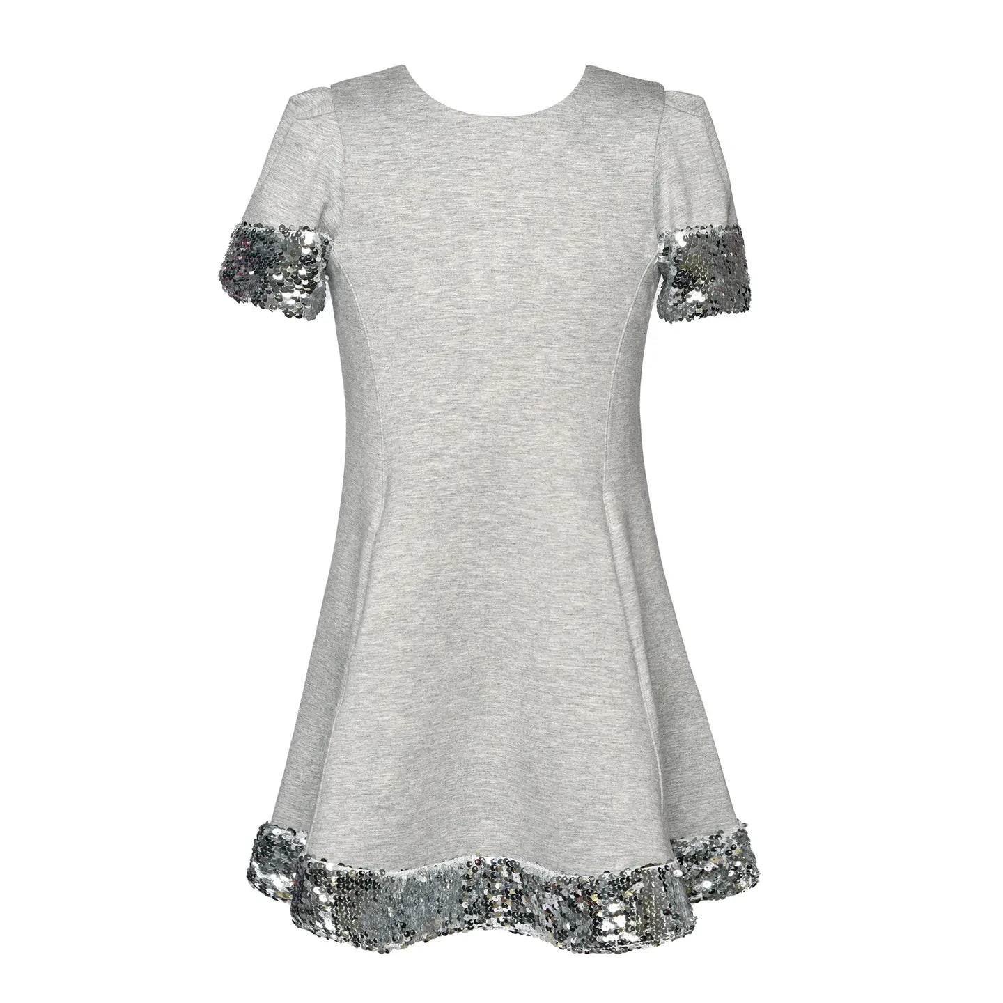 Silver Sequin Trimmed Flare Dress Pitter Patter Silver Sequin Trimmed Flare Dress Pitter Patter