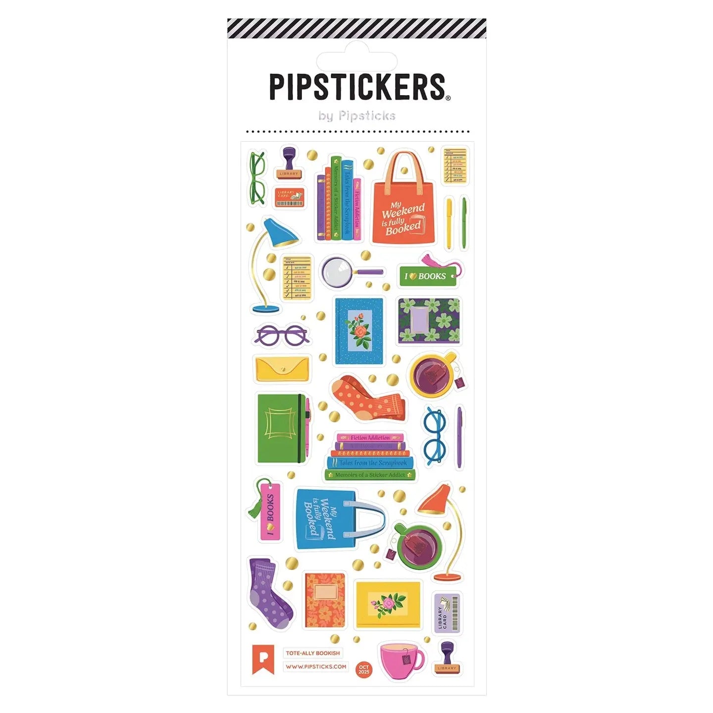 Packaging of PipStickers with colorful illustrations on a white background