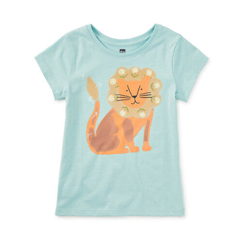 Light blue t-shirt with a lion graphic on a white background