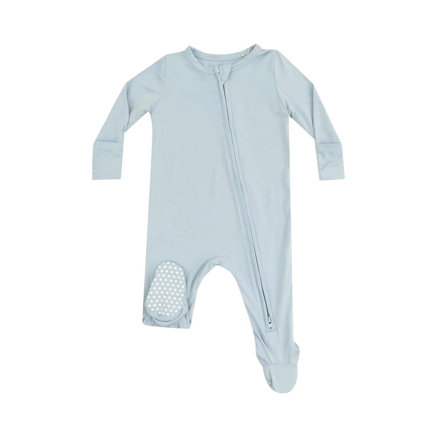 Cloud Blue Bamboo Zip Footie
