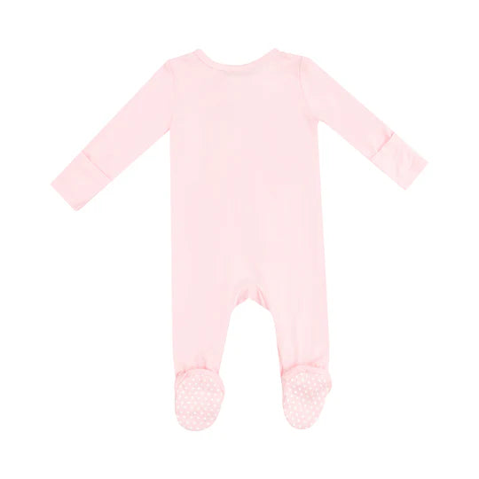 Solid Tickled Pink Zip Footie