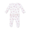 Angel Dear Bows and Hearts zip footie back view showing ruffle detail