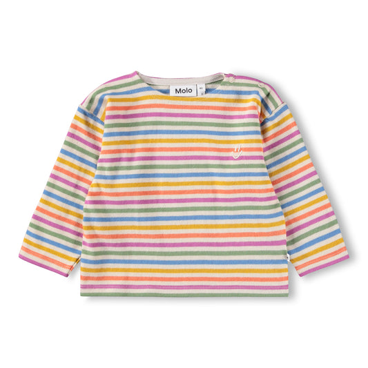 Colorful striped long-sleeve shirt on a white background