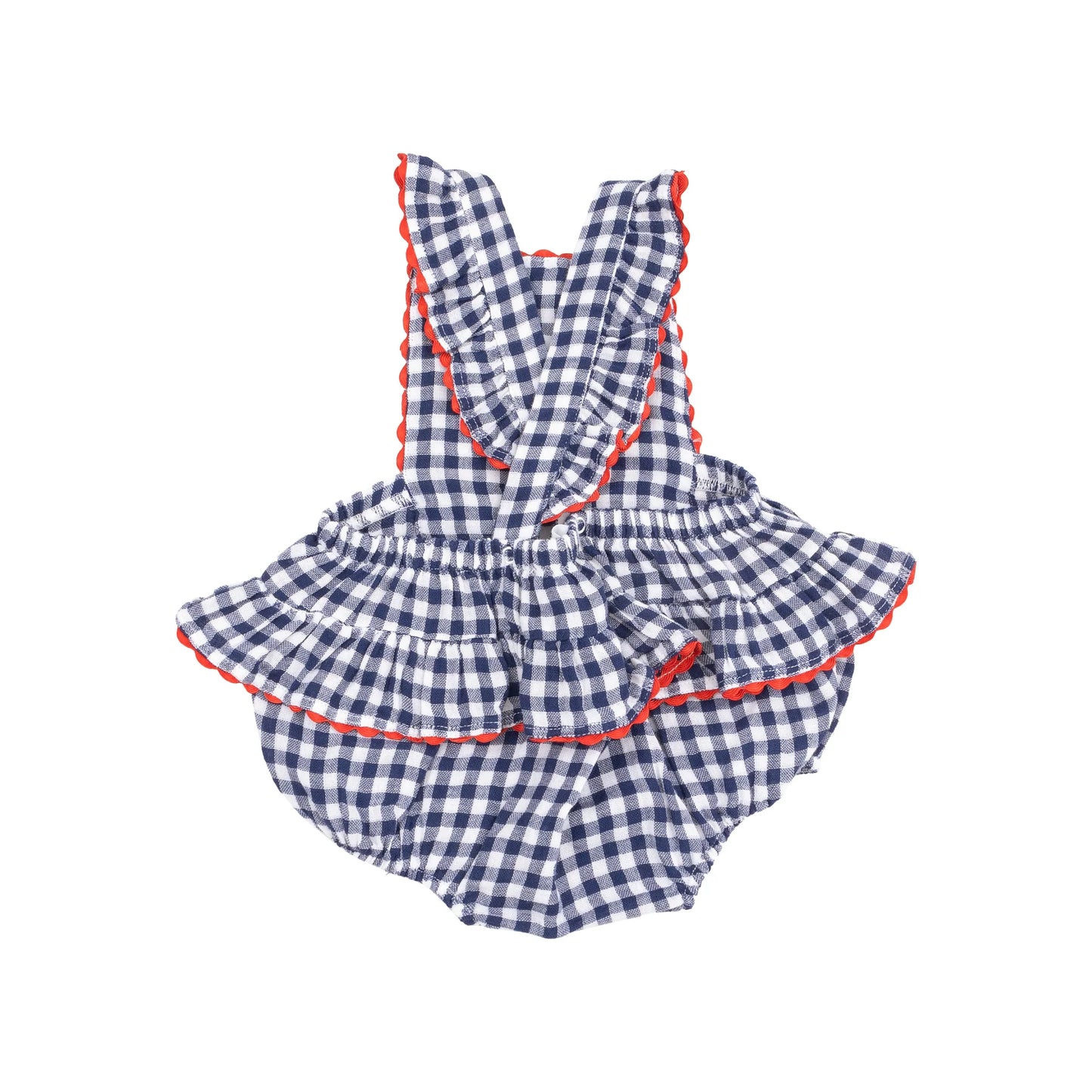 Navy Gingham Red Trim Sunsuit