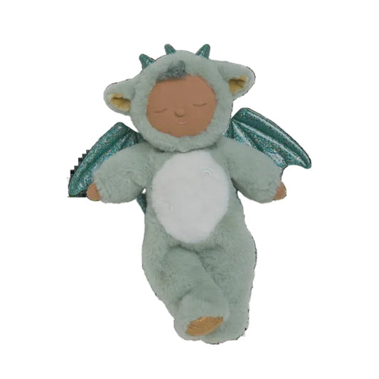 Plush toy dragon on a white background