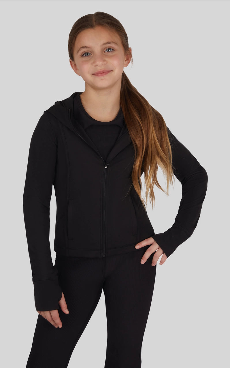 Black Zip Active Hooded Jacket