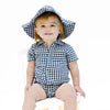 Navy Gingham Muslin Sunhat