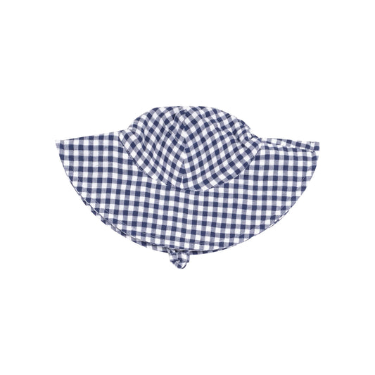 Navy Gingham Muslin Sunhat