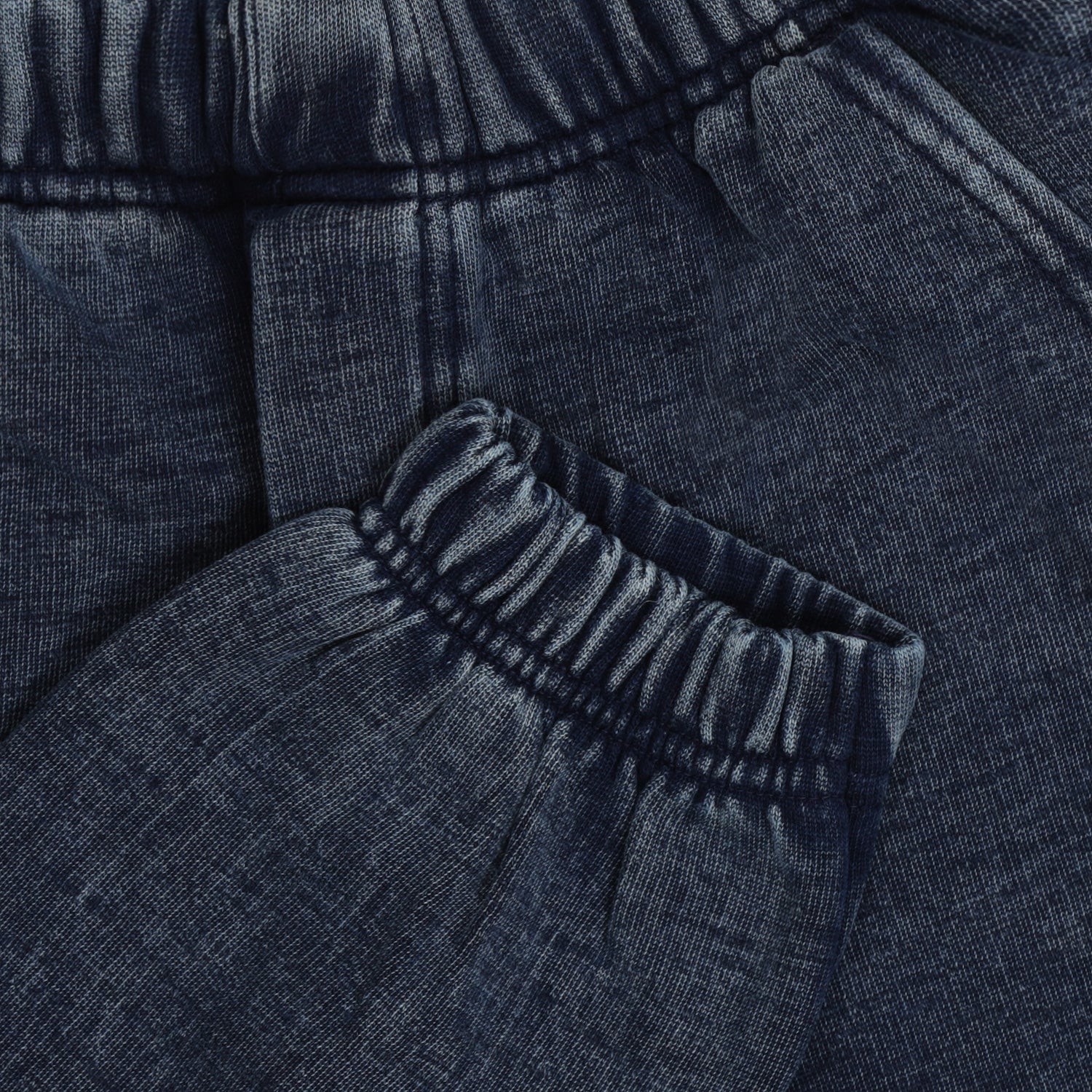 Close-up of dark blue fabric with a textured pattern